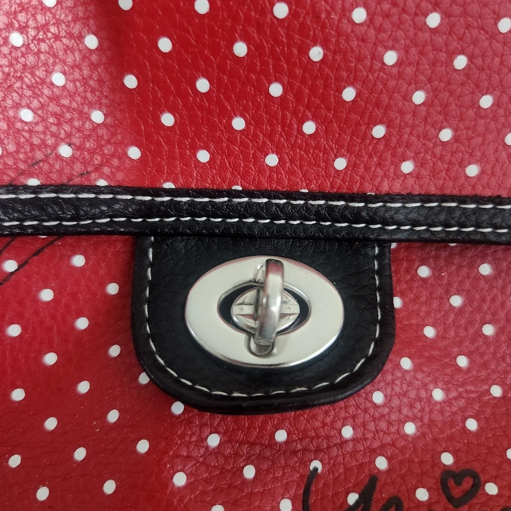 Disney Parks Minnie Mouse Polka Dot Handbag with Black Handles - Picture 4 of 7